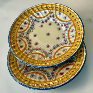 Collectible Quimper Plates Decorative Ridged Edges,Vibrant Palette.Table/Display